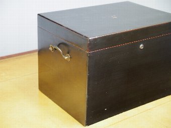 Antique Ebonised and Lacquered Deed Box