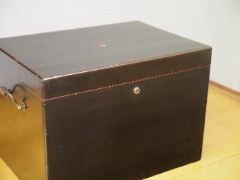 Antique Ebonised and Lacquered Deed Box