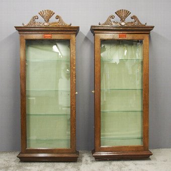 Pair of Oak Bespoke Made Fan Display Cabinets