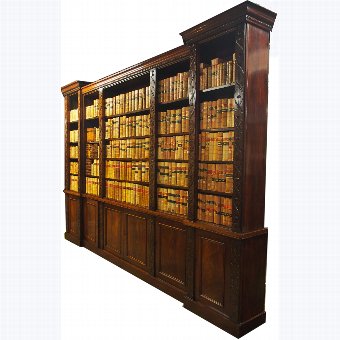William IV Reverse Breakfront Mahogany Open Bookcase