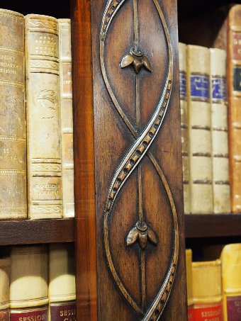 Antique William IV Reverse Breakfront Mahogany Open Bookcase