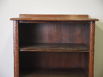 Antique Edwardian Dark Oak Open Bookcase