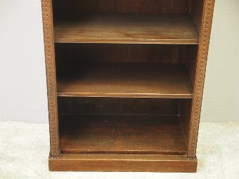 Antique Edwardian Dark Oak Open Bookcase