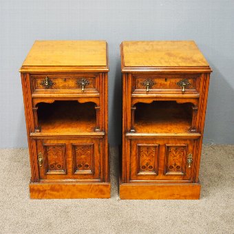 Pair of Satinwood and Inlaid Bedside Cabinets
