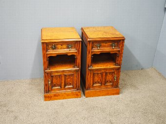 Antique Pair of Satinwood and Inlaid Bedside Cabinets