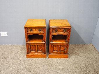 Antique Pair of Satinwood and Inlaid Bedside Cabinets