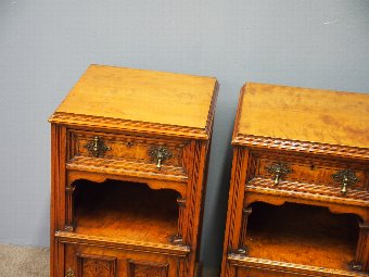 Antique Pair of Satinwood and Inlaid Bedside Cabinets