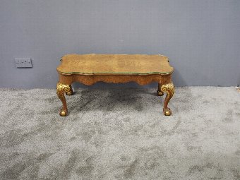 Antique Burr Walnut and Gilded Coffee Table