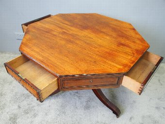 Antique Regency Mahogany Octagonal Rent Table or Drum Table