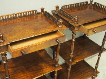 Antique Pair of 3 Tier Side Tables or Lamp Stands