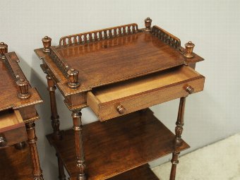 Antique Pair of 3 Tier Side Tables or Lamp Stands