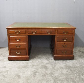 Large Edwardian Walnut Pedestal Desk