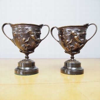 Pair of Bronze Urns