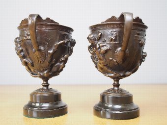 Antique Pair of Bronze Urns