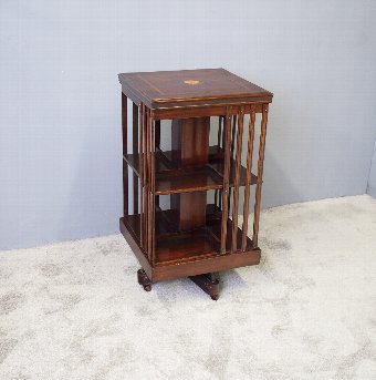 Sheraton Style Inlaid Mahogany Revolving Bookcase