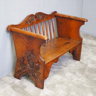 Victorian Neat Sized Rustic Oak Bench