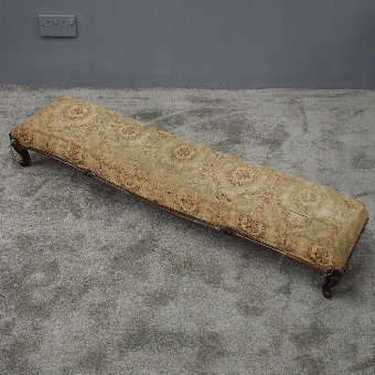 Long Carved Walnut Footstool