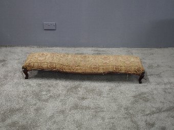 Antique Long Carved Walnut Footstool