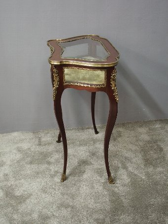 Antique French Brass and Mahogany Bijouterie Table