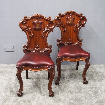 Pair of George IV Carved Mahogany Hall Chairs