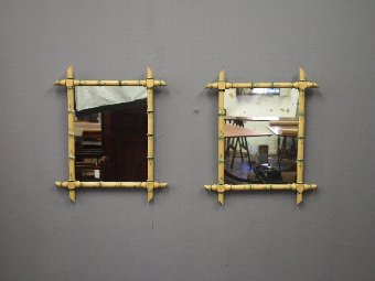Antique Pair of Faux Bamboo Wall Mirrors