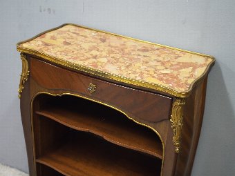 Antique French Style Walnut Marble Top Cabinet