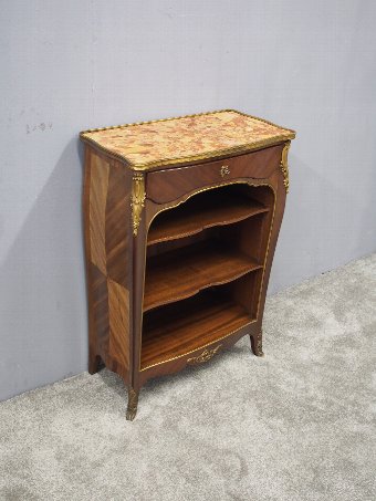 Antique French Style Walnut Marble Top Cabinet