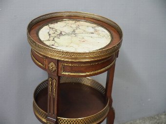 Antique French Brass and Mahogany Two Tier Occasional Table