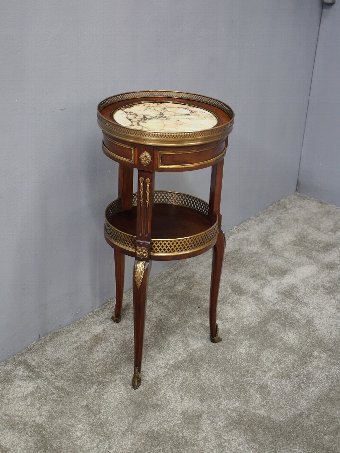 Antique French Brass and Mahogany Two Tier Occasional Table
