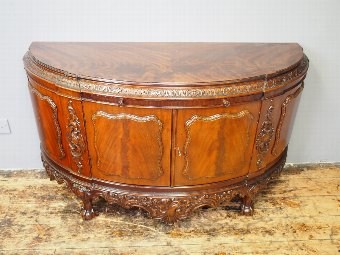 Antique Carved Mahogany Bow Front Cabinet