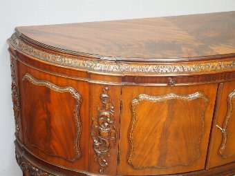 Antique Carved Mahogany Bow Front Cabinet