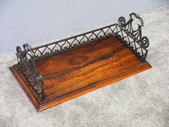 Antique George IV Rosewood and Bronze Book Trough