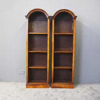 Pair of Tall Walnut Open Bookcases