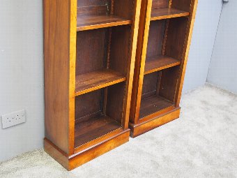 Antique Pair of Tall Walnut Open Bookcases