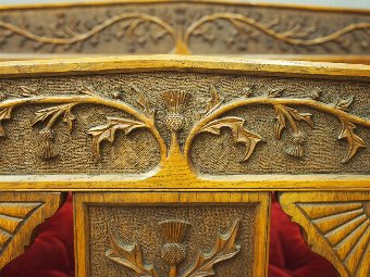 Antique Pair of Scottish Oak Hall Benches from Skibo Castle