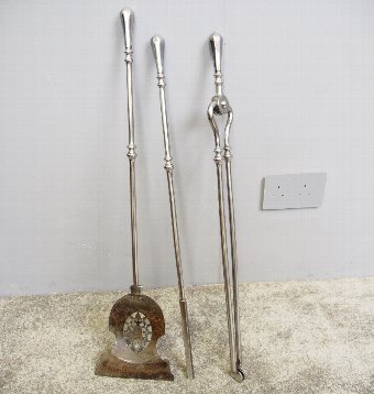 Set of 3 George III Polished Steel Fire Tools