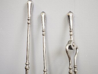 Antique Set of 3 George III Polished Steel Fire Tools