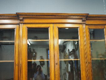Antique Victorian Oak 4 Door Breakfront Bookcase