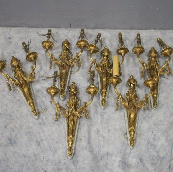 Set of 6 Neoclassical Style Cast Brass Wall Sconces