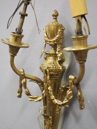 Antique Set of 6 Neoclassical Style Cast Brass Wall Sconces