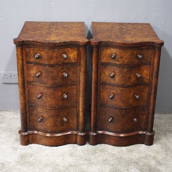 Pair of Victorian Burr Walnut Bedsides or Lockers