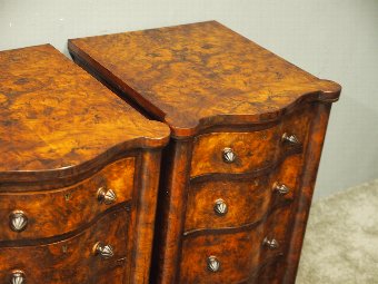 Antique Pair of Victorian Burr Walnut Bedsides or Lockers