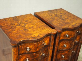 Antique Pair of Victorian Burr Walnut Bedsides or Lockers