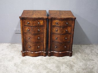 Antique Pair of Victorian Burr Walnut Bedsides or Lockers