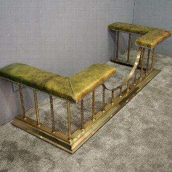 Large Brass and Green Leather Club Fender