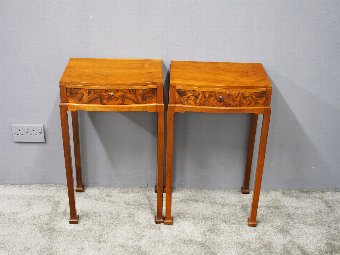 Antique Pair of Walnut Lamp Tables or Side Tables