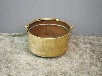 Antique Large Brass Oval Log Bucket