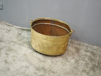 Antique Large Brass Oval Log Bucket