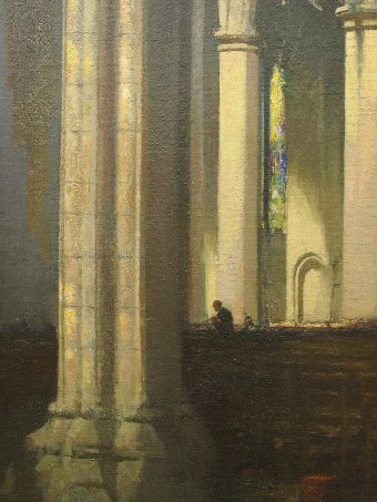Antique   ‘Interior of St Giles’, Oil on Canvas, by Patrick William Adams