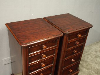 Antique Pair of Small Victorian Mahogany Lockers or Chest of Drawers